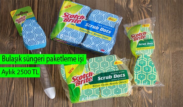 evde bulaşık süngeri paketleme işi 1 bulaşık