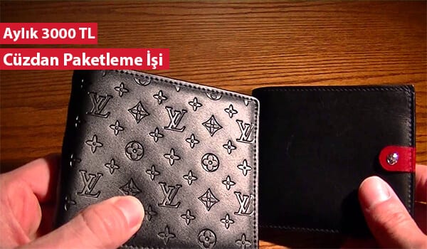 evde erkek cüzdanı paketleme işi 1 cüzdan