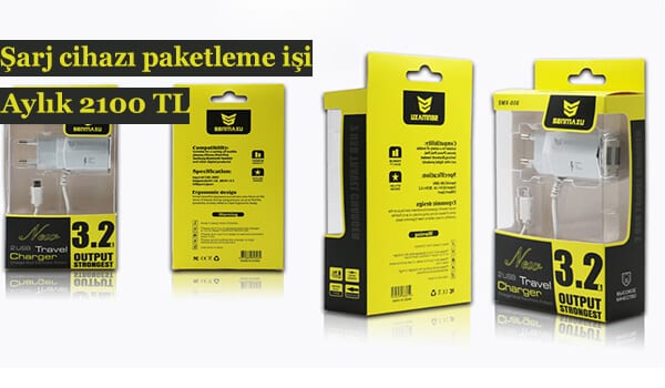 evde telefon şarj cihazı paketleme işi 1 şarj