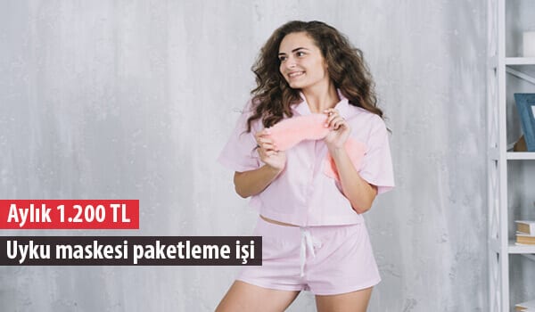 uyku maskesi paketleme işi 1 uyku maskesi