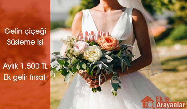 evde gelin çiçeği buketi süsleme işi 1 gelin