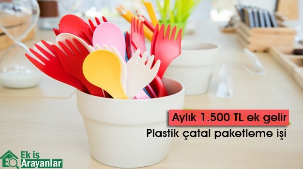 evde plastik çatal paketleme işi 1 çatal