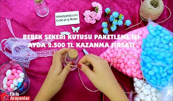 evde ikramlık bebek şekeri kutusu paketleme işi 1 bebek