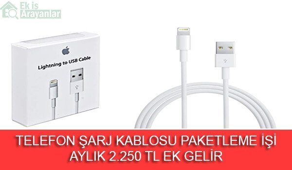 telefon şarj kablosu paketleme işi 1 şarj