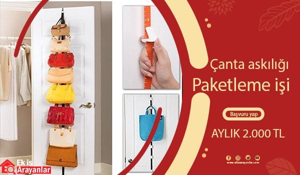 evde çanta askılığı paketleme işi 1 çanta