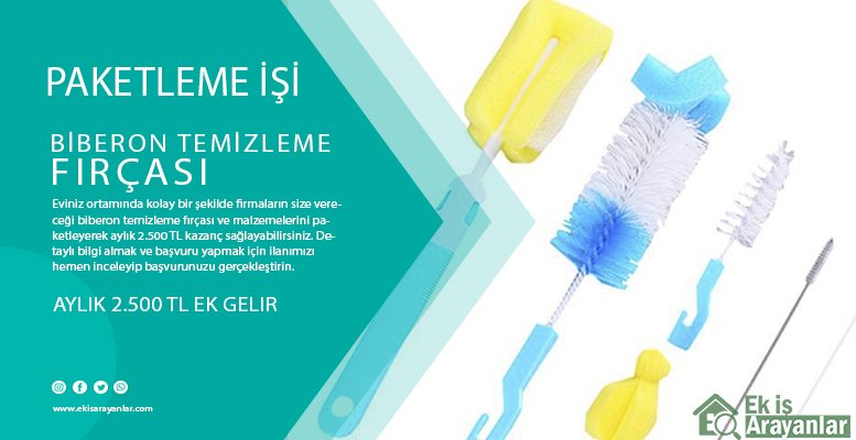 evde biberon temizleme fırçası paketleme işi 1 biberon temizleme