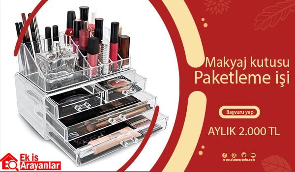 evde makyaj kutusu paketleme işi 1 makyaj kutusu