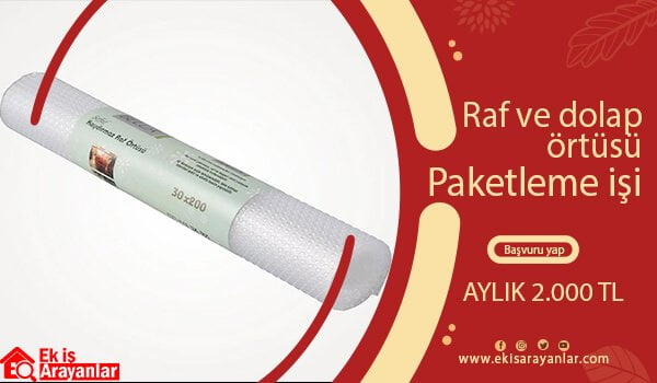 evde raf ve dolap örtüsü paketleme işi 1 ev