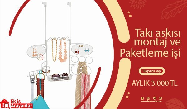 evde takı askısı montaj ve paketleme işi 1 takı