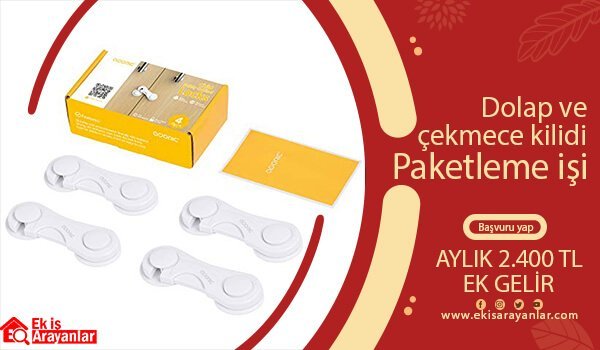 evde bebek dolap ve çekmece kilidi paketleme işi 1 bebek