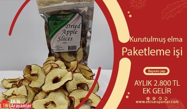 evde kurutulmuş elma paketleme işi 1 elma